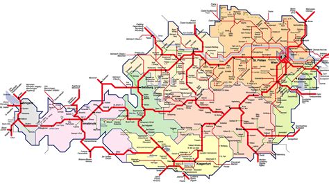 austria train map large | Austria map, Train map, Map