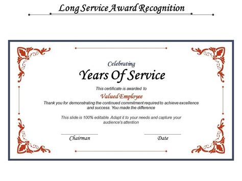 Long Service Certificate Template Sample | Certificate templates, Powerpoint design templates ...