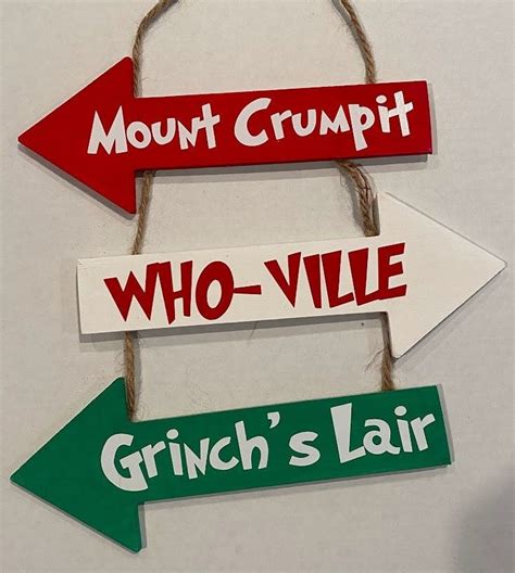 Christmas Grinch's Lair Who-ville Mount Crumpit Wood Arrow - Etsy | Christmas signs diy, Grinch ...