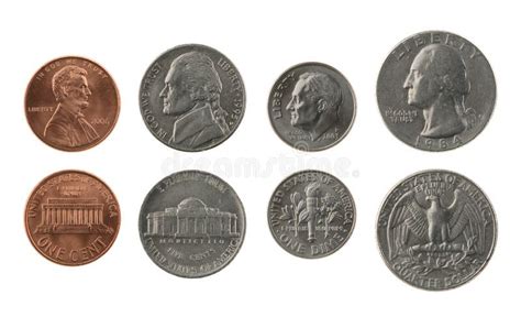 US Coins Collection Isolated On White Stock Image - Image: 6758417