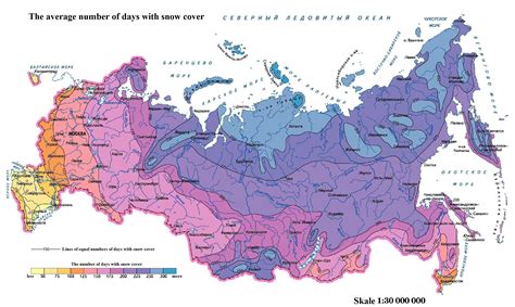 The number of days with snow cover in Russia | Map, Imaginary maps, Common nouns