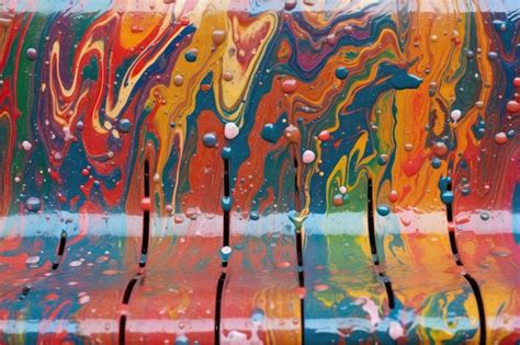 Premium AI Image | Abstract pattern of wet paint on metal park bench created with generative ai