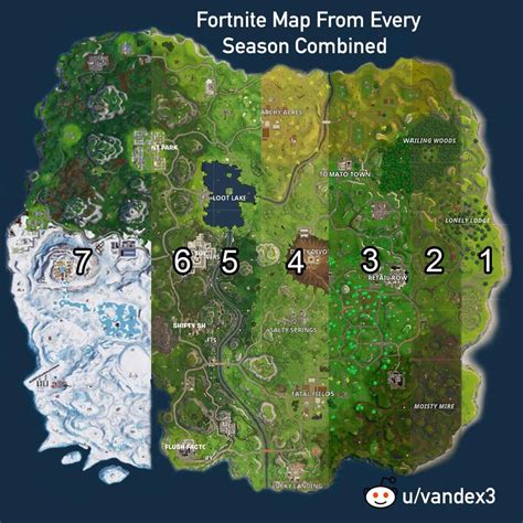 I combined the Fortnite Battle Royale map from every season into one ...