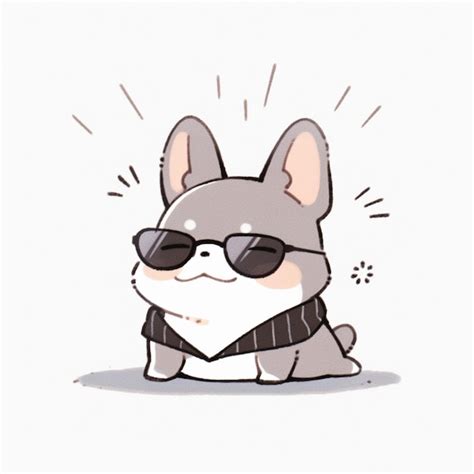 Premium Photo | Cartoon dog wearing sunglasses and a scarf sitting on the ground generative ai