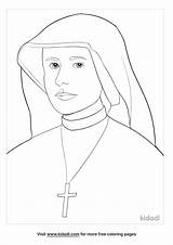 Coloring Faustina Mercy Divine Nun Pages St Kids Colouring Saint Saints  sketch template