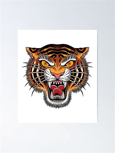 "Tiger Head Tattoo Design" Poster for Sale by SevenRelics | Redbubble