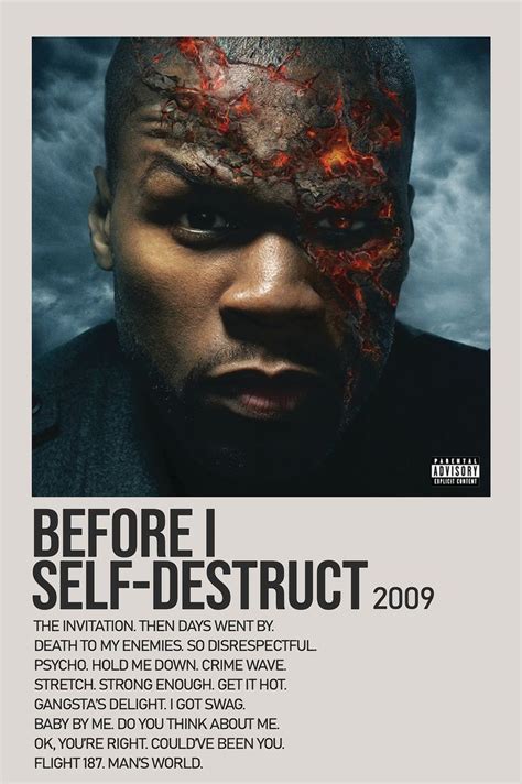 Before I Self-Destruct By 50 Cent Minimalist Album Poster | 50 cent, Music poster ideas, Before ...