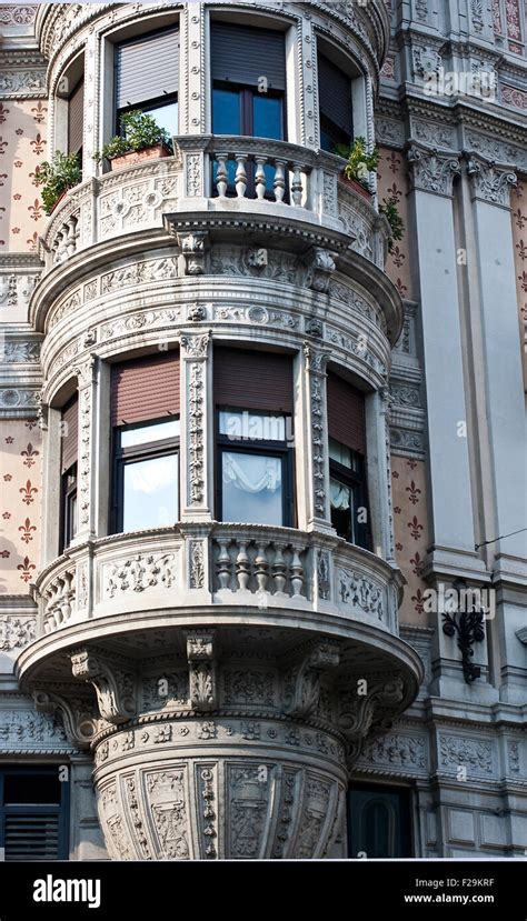 View of famous balcony in Milan Stock Photo - Alamy