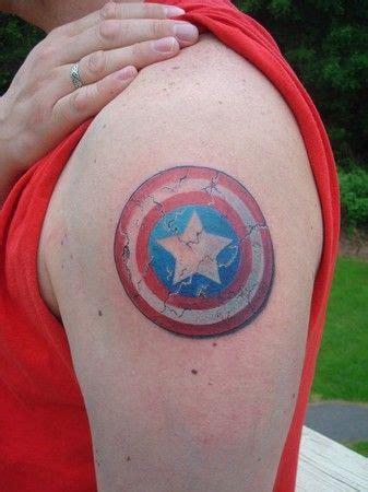 Tattoos - Alex Vidaud - Captain America Shield | Captain america shield tattoo, Captain america ...