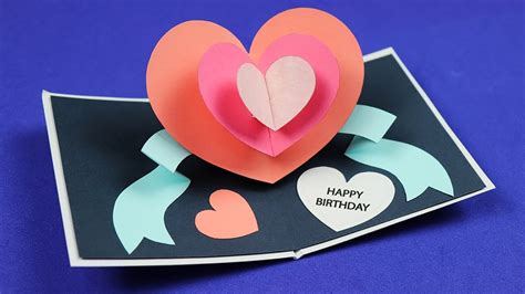 DIY Pop Up Heart Birthday Card | GET FREE TEMPLATE - YouTube