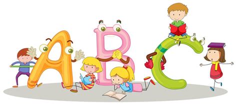 Font ABC and happy children 445953 Vector Art at Vecteezy