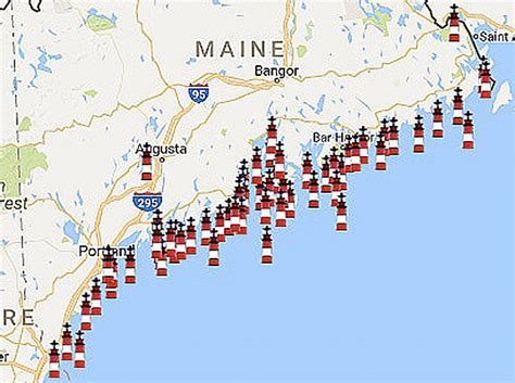 East Coast Lighthouses Map - Half Revolutions