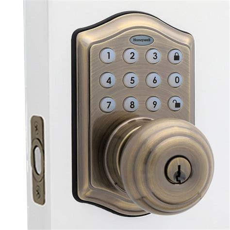 Honeywell Antique Brass Keypad Electronic Knob Entry Door Lock 8732101 ...