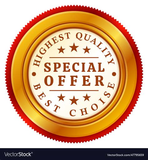 Special offer sign circle golden medal stars high Vector Image