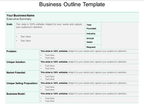 Business Outline Template Ppt PowerPoint Presentation Slides Backgrounds