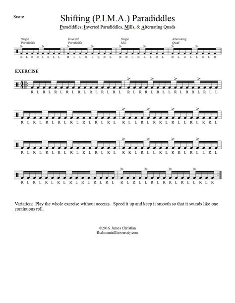 Snare Exercise: Shifting Paradiddles - Rudimental University Press