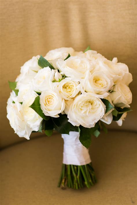 Classic White Rose Bridal Bouquet