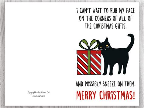 Printable Christmas Cards Funny Black Cat Christmas Card Cat | Etsy