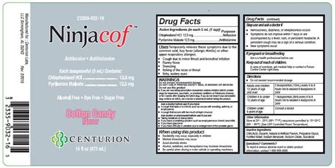 NINJACOF- chlophedianol hcl and pyrilamine maleate solution