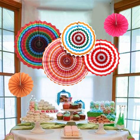 MioParty™: Wholesale Summer Party Decoration Kit Paper Fans Hanging Printed Tissue Paper Fans