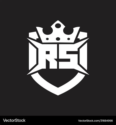 Rs logo monogram isolated with shield and crown Vector Image