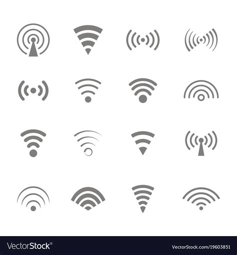 Icons with wireless and wifi symbols Royalty Free Vector