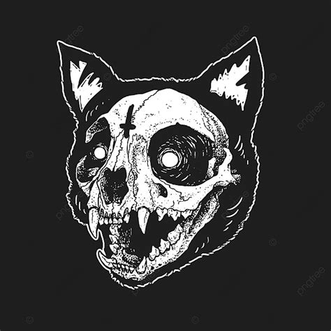 Grunge Skull Vector Design Images, Skull Cat Grunge Style Illustration ...