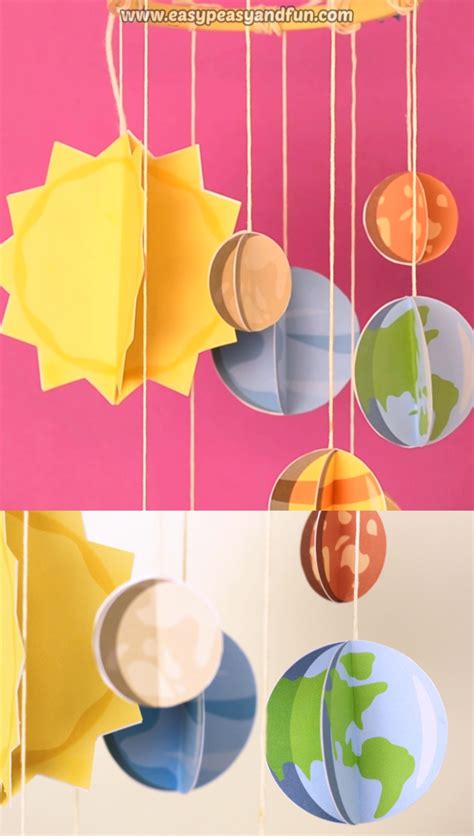 3d paper mobile planets craft template solar system craft – Artofit