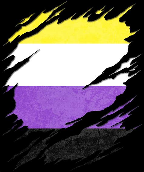 Nonbinary Pride Flag Ripped Reveal Digital Art by Patrick Hiller | Pixels