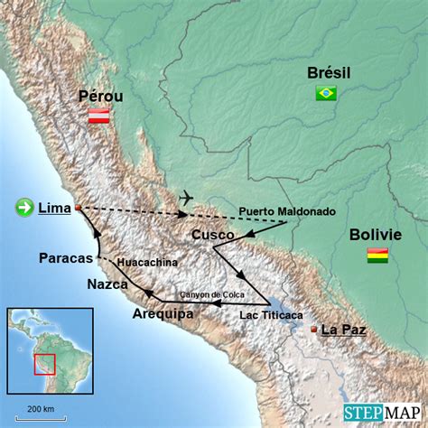 StepMap - Amazonie et Merveilles du Sud péruvien - Landkarte für Peru