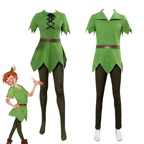 Movie Peter Pan Cosplay Costume Hat Green Elf Uniform Adult Children Halloween Carnival Costume ...