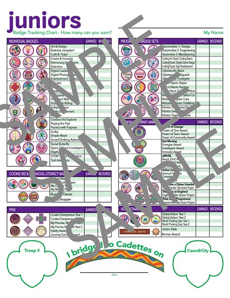 Girl Scouts Juniors Badge Tracking Chart UPDATED for 2024-2025 Instant ...