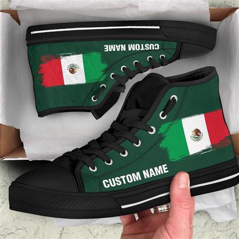 Mexican Flag Custom Name High Top Shoes / Mexico Custom Print - Etsy