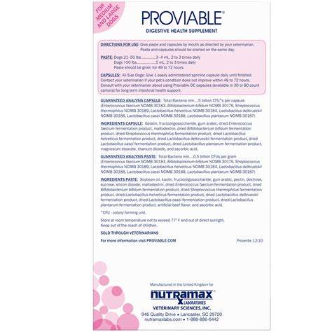 Nutramax Proviable Digestive Health Supplement Kit with Multi-Strain Probiotics and Prebiotics ...