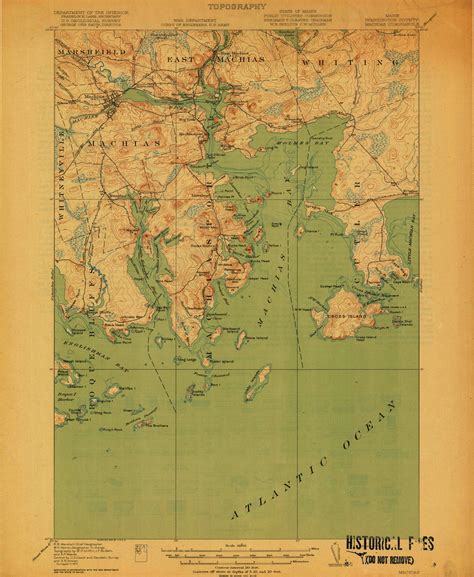 Machias, Maine 1918 (1918 b) USGS Old Topo Map 15x15 Quad - OLD MAPS