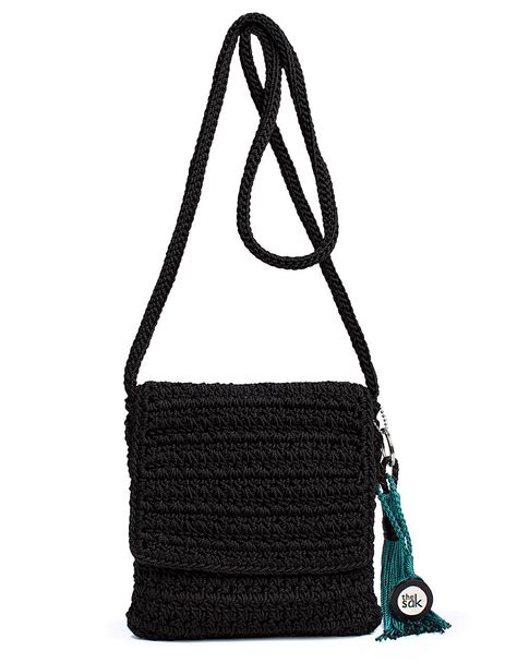 The Sak Casual Classics Crochet Flap Shoulder Bag in Black | Lyst