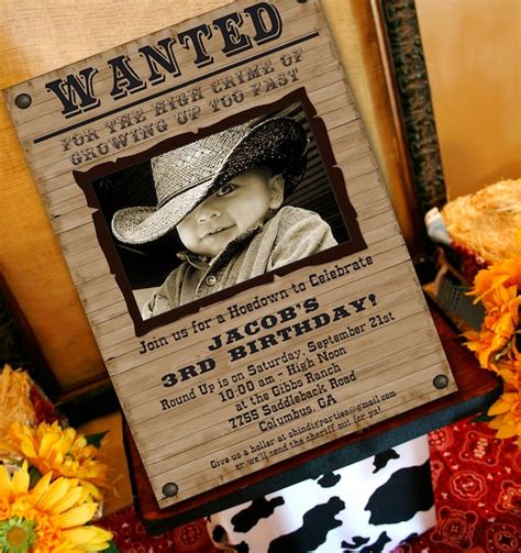 Cowboy Birthday Invitation Cowboy Western Party Invitation