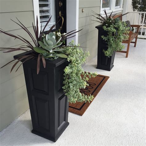 Mayne Nantucket 15.6" x 15.6" x 32" Polyethylene Planter in Black - Walmart.com | Front porch ...