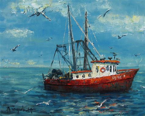 Pin by Scott Rogers on Fishing Boats | Boat art, Boat painting, Ship paintings
