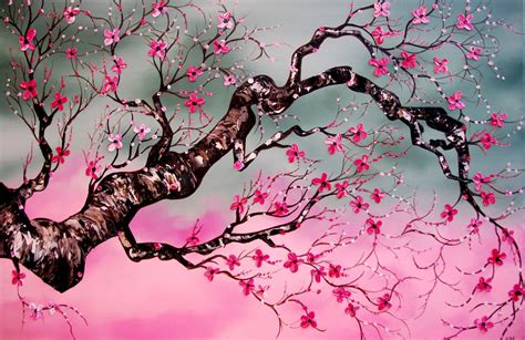 Japanese Cherry Blossom Huge 24x36 ORIGINAL by EmilyNewmanArt