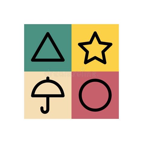 Squid Game Symbols Set. Signs: Circle, Triangle, Star and Umbrella. Stock Vector - Illustration ...