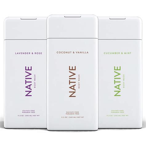 Amazon.com : Native Body Wash 3 Pack - Natural Body Wash Women & Men - SLS & Paraben Free ...