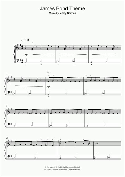 The James Bond Theme Piano Sheet Music | OnlinePianist