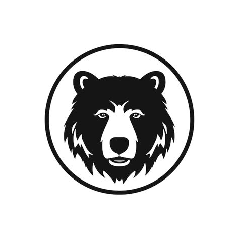 Premium Vector | Bear head hand drawn black and white logo simple design