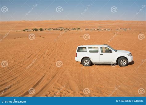 Off-road Vehicle in the Wahiba Sand Desert and Bedouin Camp in the ...