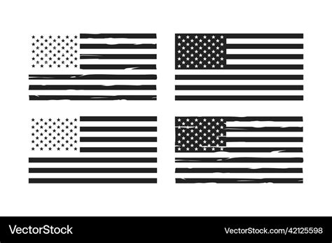 American flag silhouette back and white screen Vector Image