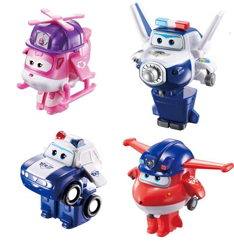 Buy Super Wings EU720040F Jett, Paul, Kim & Rescue Dizzy Transform-A-Bots 4 Pack Toy, Multi, 2 ...