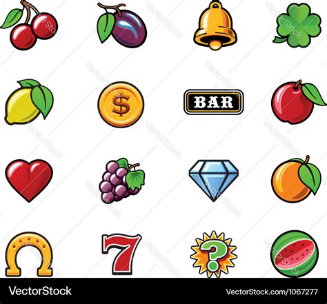 Slot machine symbols set Royalty Free Vector Image