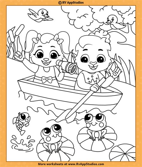 Row, Row, Row Your Boat Coloring Page for Kids. Free Printable to Download.