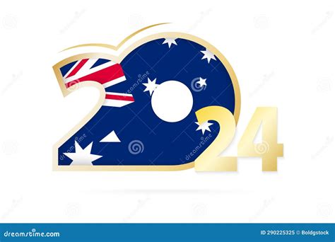 Year 2024 with Australia Flag Pattern Stock Illustration - Illustration ...